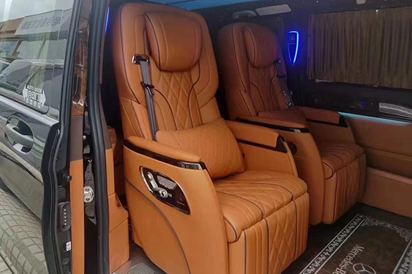 Captain seats installed inside van real vehicle interior rendering