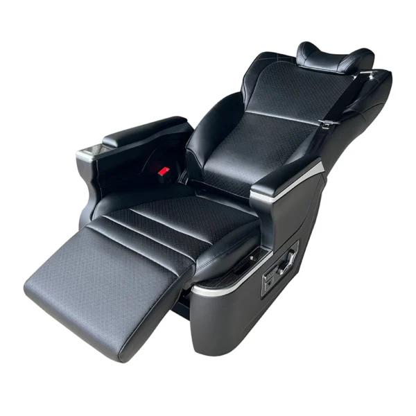 2nd row captain seats fully reclined flat bed position