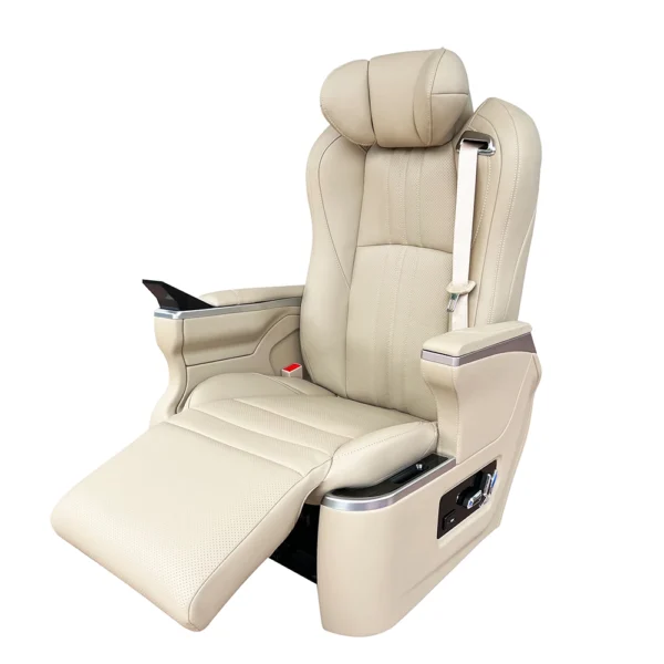 Breathable perforated beige leather captain seat alphard with fully extended adjustable electric leg rest