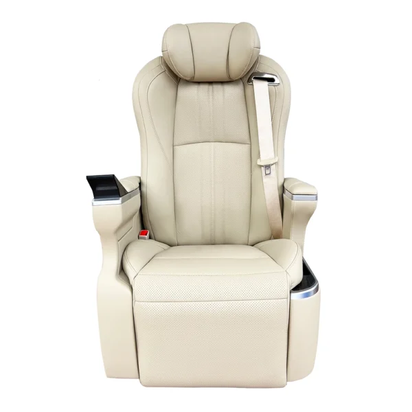 Perforated beige leather captain seat alphard front display, custom leather color and seat logo available