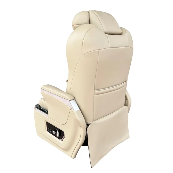 Beige nappa leather captain seat alphard back view, rear storage pocket, USB port and customizable leather color