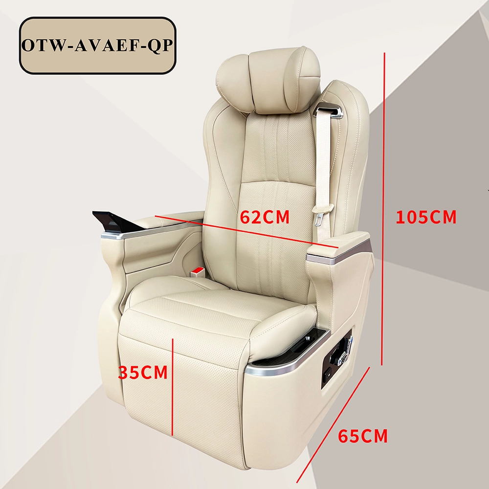 Beige leather captain seat alphard with clearly labeled overall width, height and depth dimension data