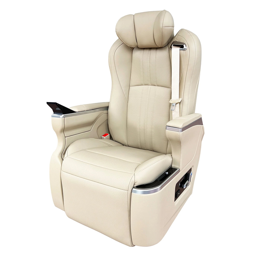 Perforated beige leather captain seat alphard side view, built-in touch panel, 360 degree rotation optional