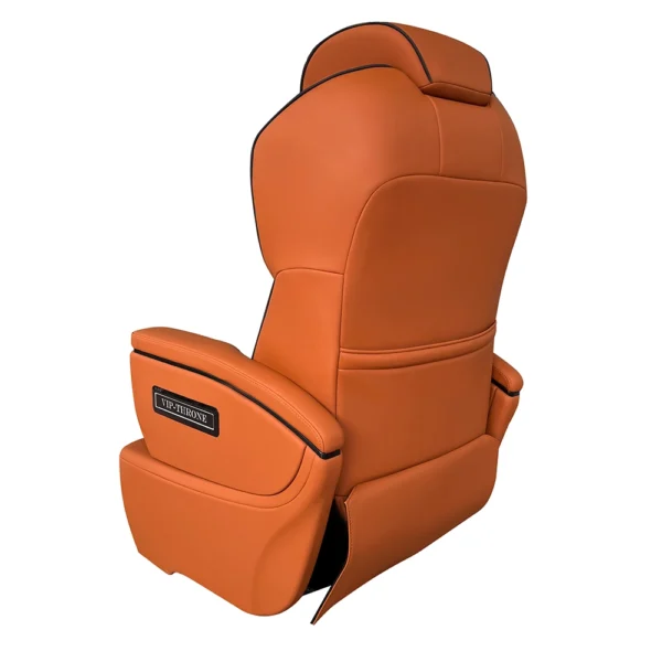 Rear view of a captain seat car highlighting the smooth ergonomic lines and premium leather upholstery.