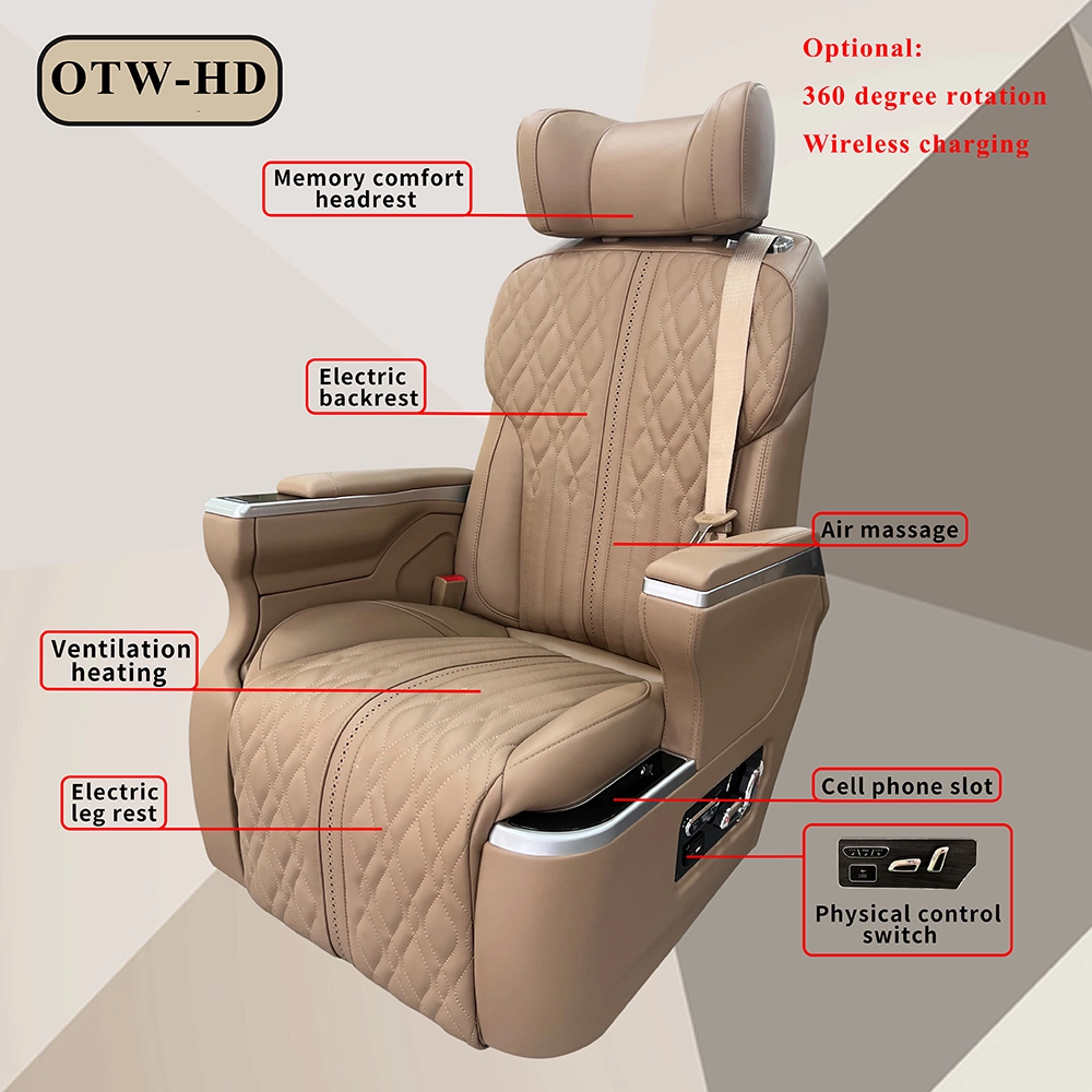 Captain seat for car feature diagram showing massage heating ventilation functions