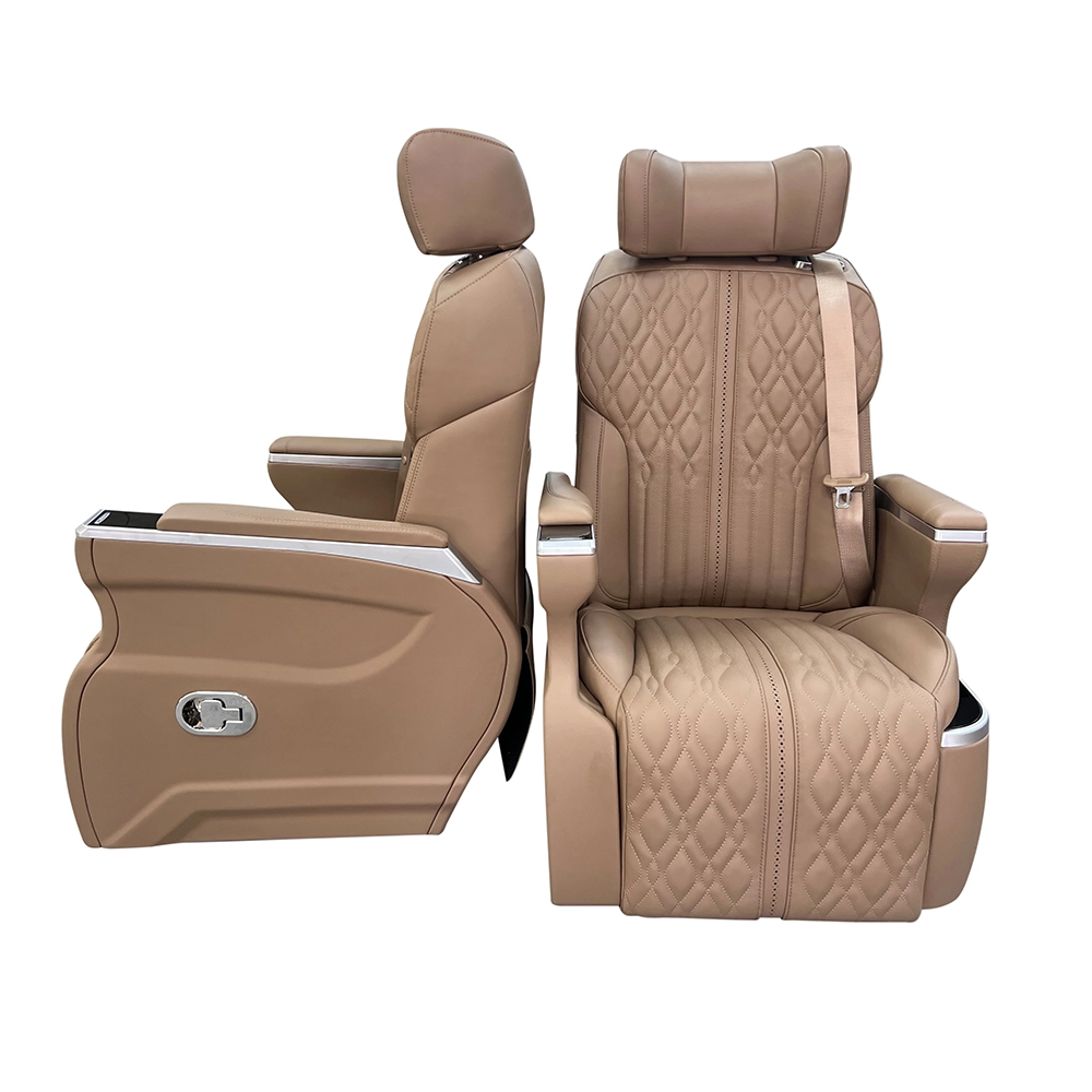Beige captain seat for car side view showing manual rotation switch