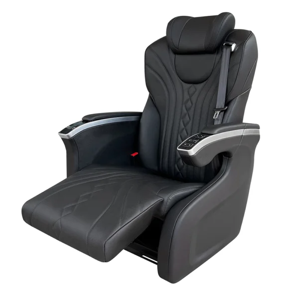 captain seat for van side view showing electric leg rest and armrest control panel