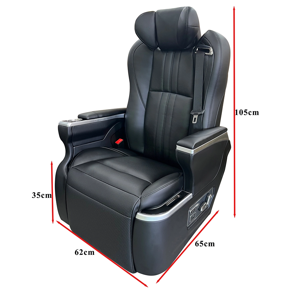 Detailed dimension diagram of a luxury captain seat hiace, showing height, width, and depth measurements for professional installation.