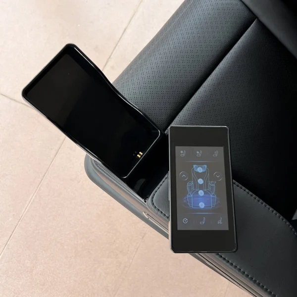 Detachable wireless touch controller for captain seat sienta, magnetic charging base on leather armrest