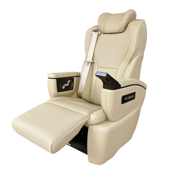 Captain van seats with extended electric leg rest