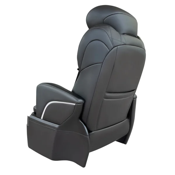 Car captain seat back angle view showing rear leather design