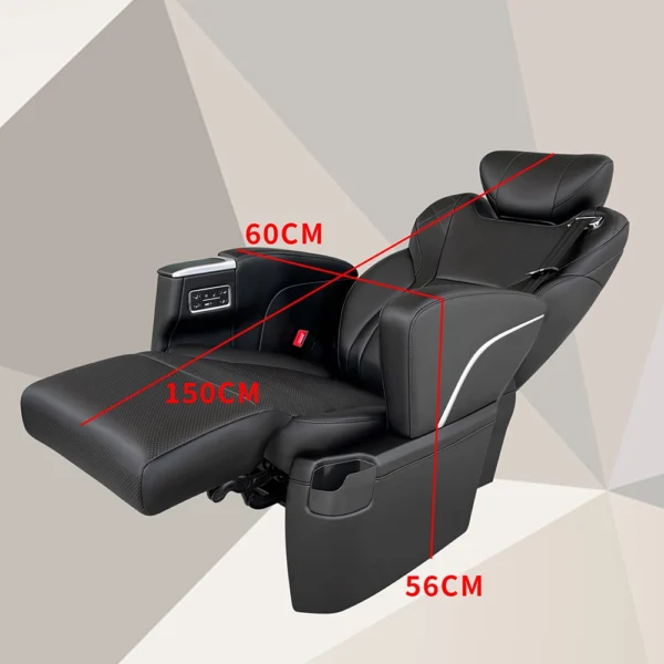 Car captain seat fully reclined dimensions with extended footrest measurement