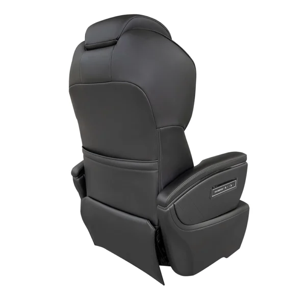 Car seat luxury rear view showing a sleek backrest design and integrated storage pocket for vehicle interiors.