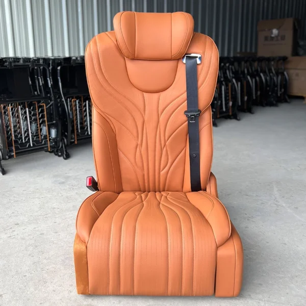 High-quality leather upholstery and custom stitching details on OTW-DPAEF4.0 luxury driver and passenger seats, available for wholesale customization.