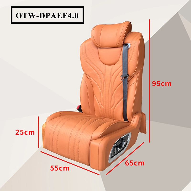 Detailed dimensions of OTW-DPAEF4.0 luxury driver and passenger seats, showing height, width, and depth for easy vehicle installation.