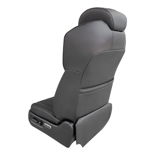 Side view of a high-quality driver passenger seat featuring ergonomic backrest design.