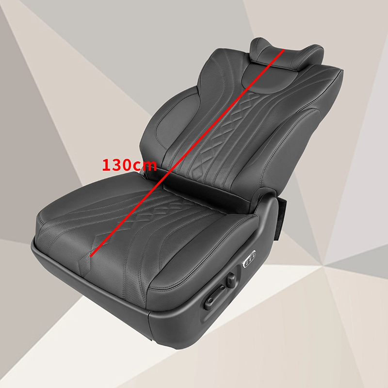 Full reclined length of 130cm for the luxury driver passenger seat, showing comfort and adjustability.