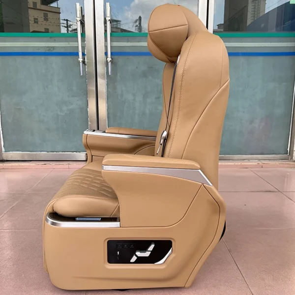 Side profile of Kia Carnival captain seats featuring a durable and robust electric control panel for long-lasting use.