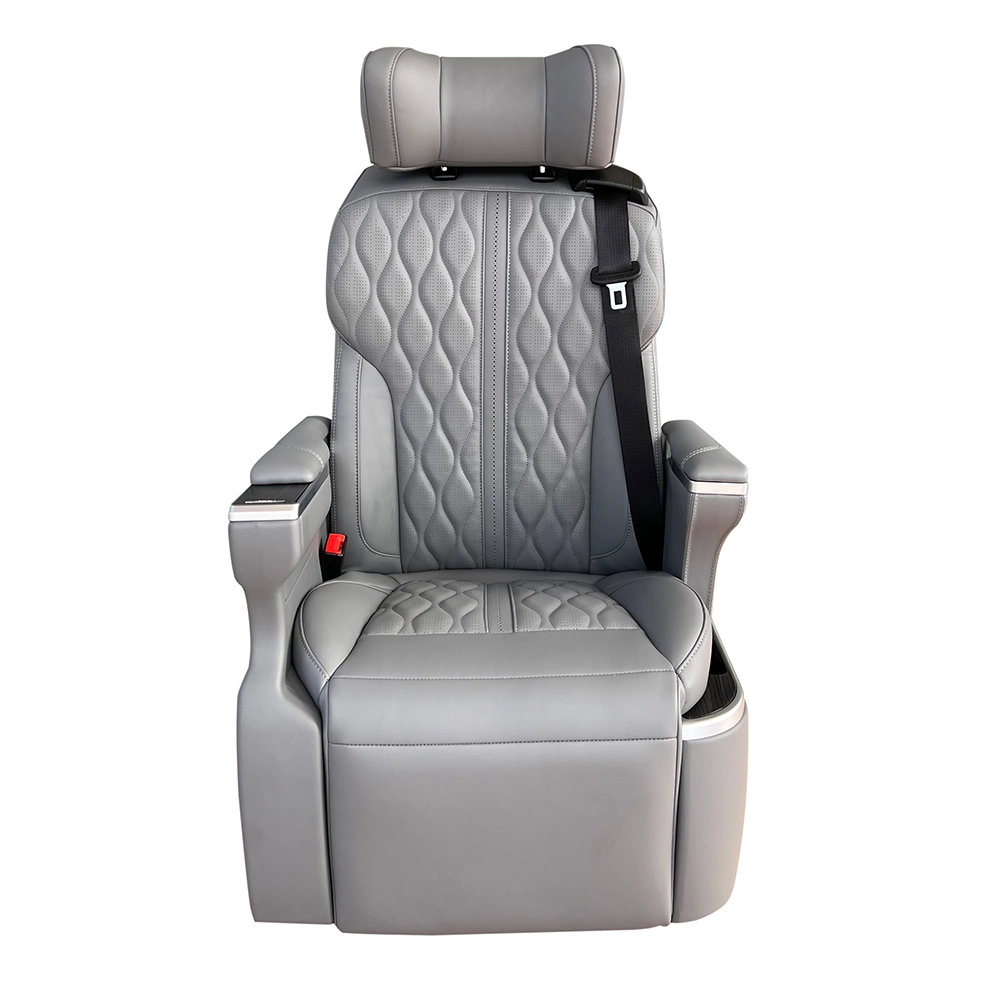 Front view of a luxury GL Grandia captain seat, customizable color, featuring 360-degree swivel function for VIP vans.
