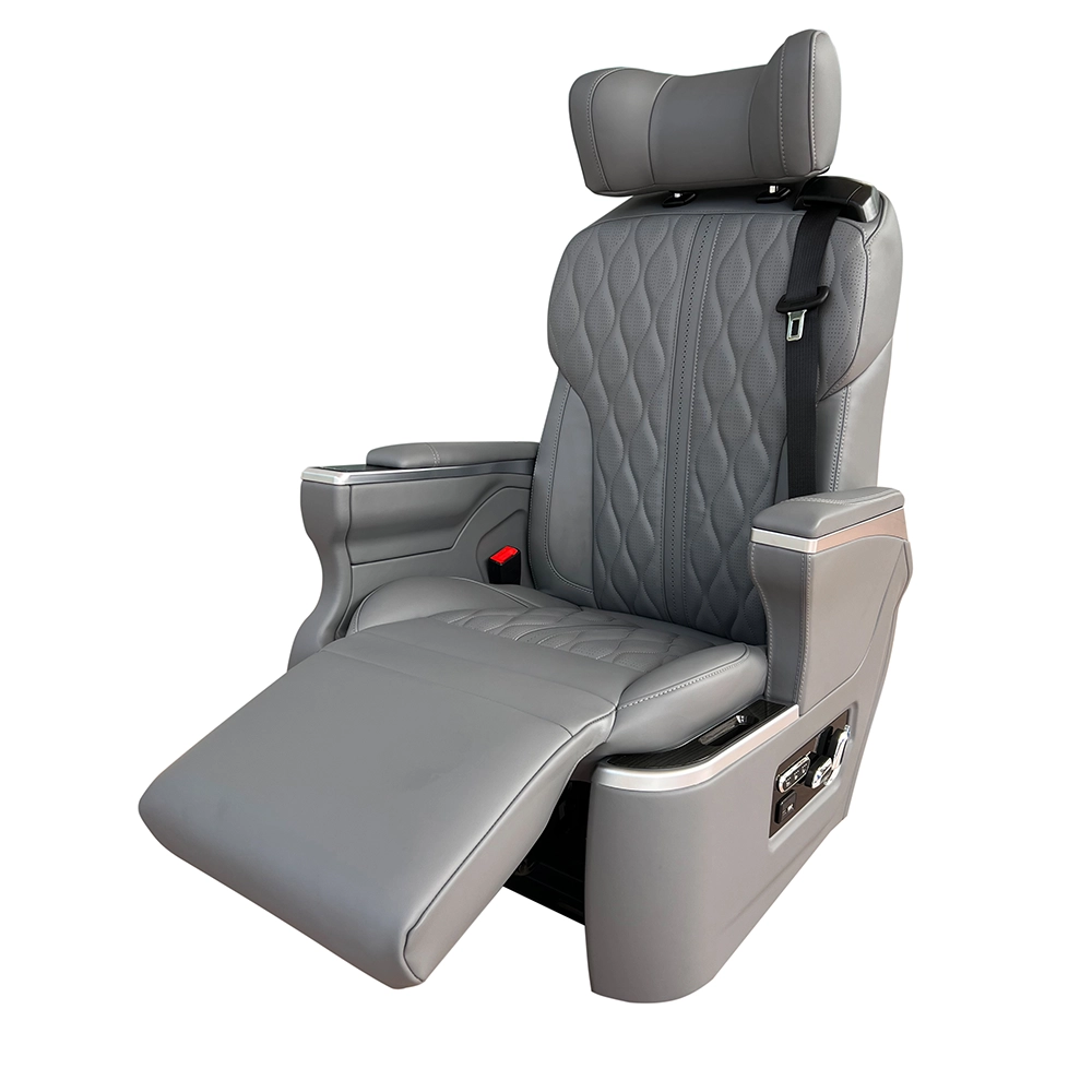 Luxury GL Grandia captain seat featuring an extended electric leg rest for superior comfort in VIP vans.