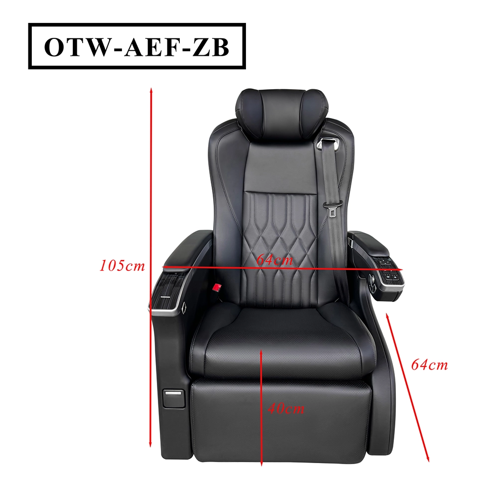 Technical dimension drawing of a black leather hyundai stargazer captain seat showing height, width, and depth.
