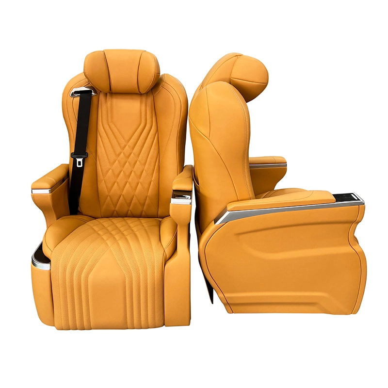 Dual view of Innova captain seat showing the front diamond-stitch pattern and the sleek side profile with armrest.