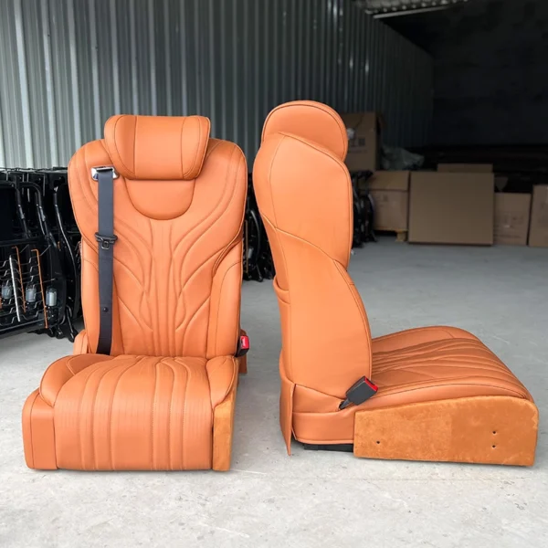 Side profile view of luxury leather driver and passenger seats for vehicle interior upgrades.