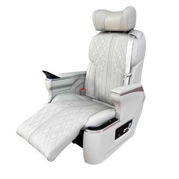 Light quilted leather mercedes v class captain seats with fully extendable electric leg rest and touch control screen