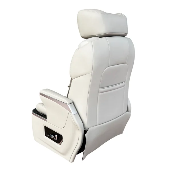 Light nappa leather mercedes v class captain seats rear view, showing back storage pocket and rear USB port