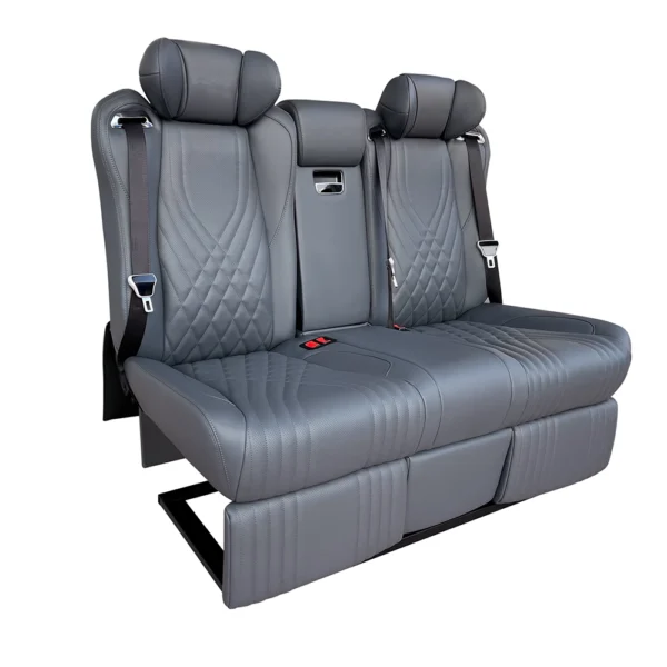 Dark gray leather luxury car back seat side profile, support custom color matching for MPV van interior refitting