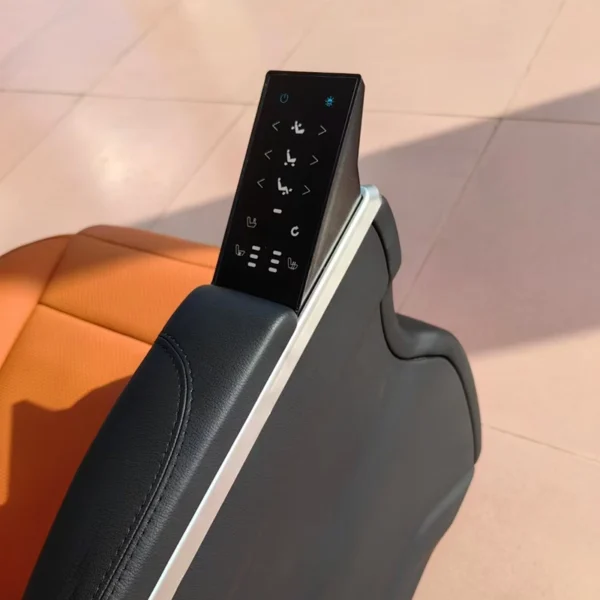 Luxury car seat manufacturers touchscreen control panel close up