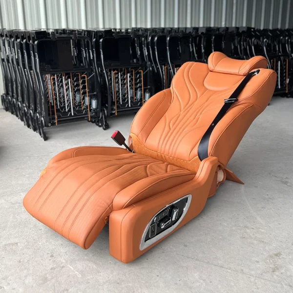 OTW-DPAEF4.0 luxury driver and passenger seats in full recline position, offering maximum comfort for long-distance travel and vehicle interior upgrades.