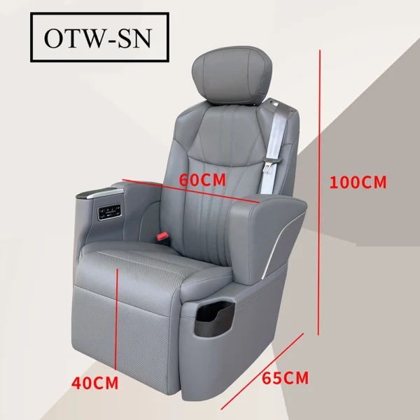 Dimension diagram of OTW-SN luxury seats for cars showing width, height, and depth in centimeters