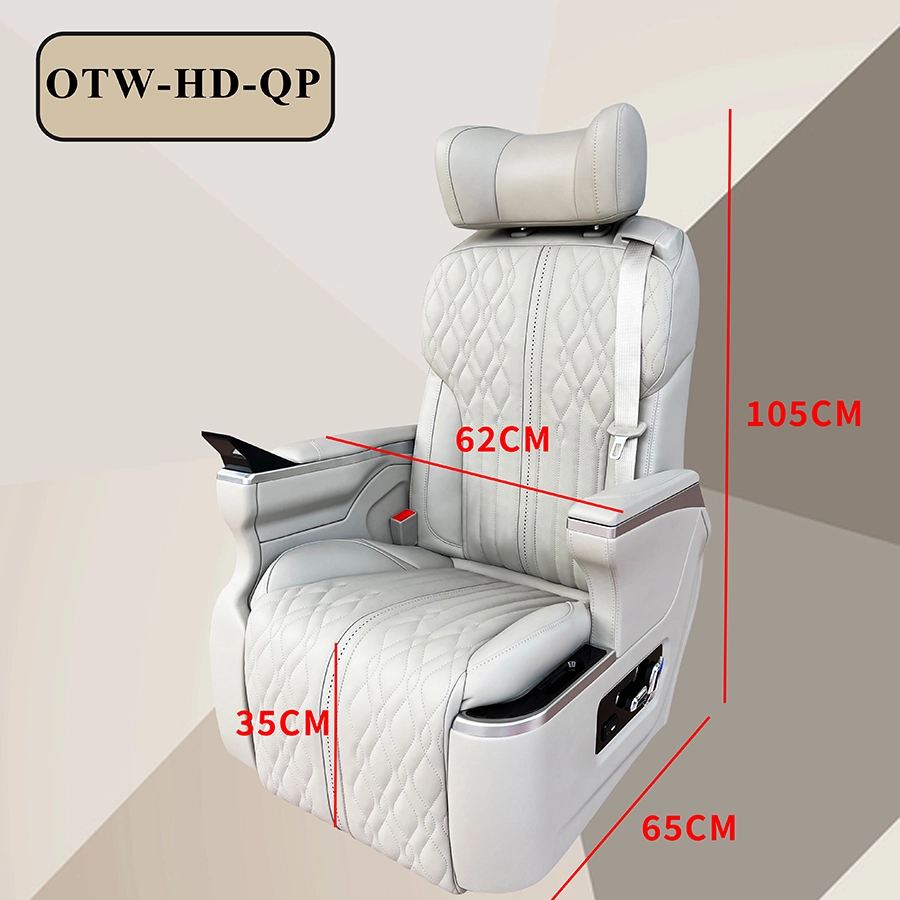 Light gray leather mercedes v class captain seats annotated with full installation size dimensions