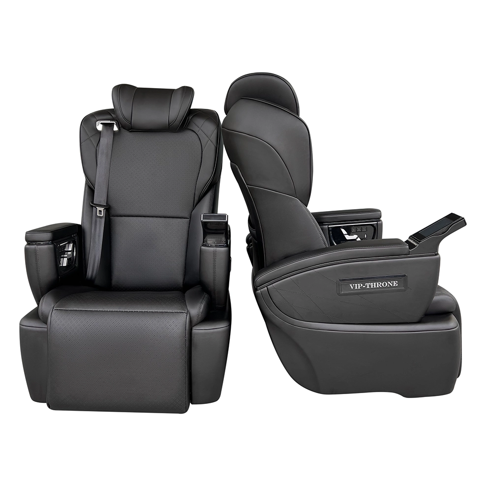 Two black perforated leather captain seat sienta set, front full view and side profile together for reference