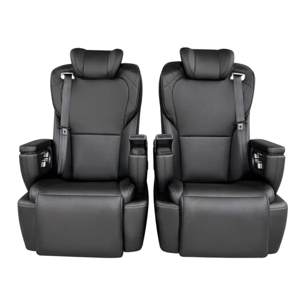 Two black perforated leather captain seat sienta set, optional 360 rotation and horizontal side sliding function
