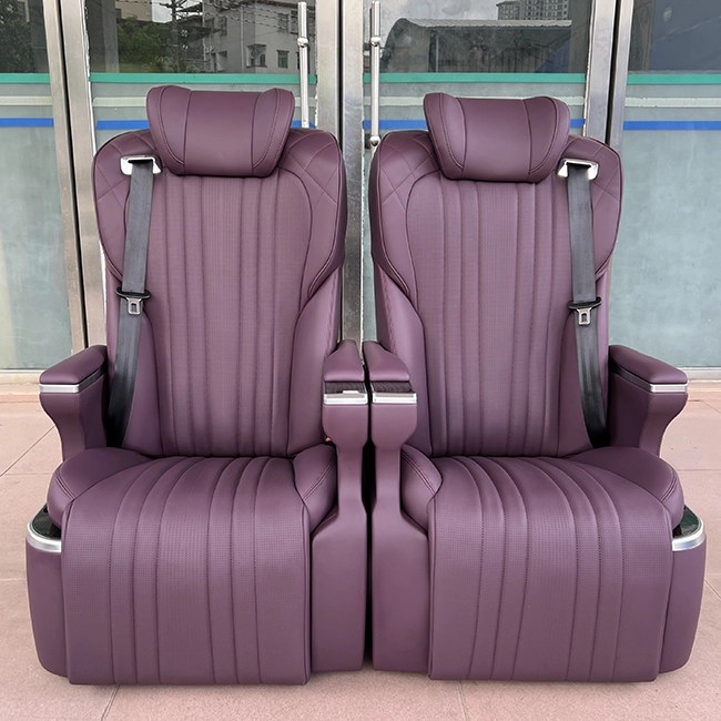 Two wine leather vip car seat front pair display, customizable leather color for MPV van refit