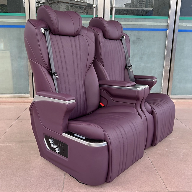 Two wine leather vip car seat set built-in ventilation heating and massage functions