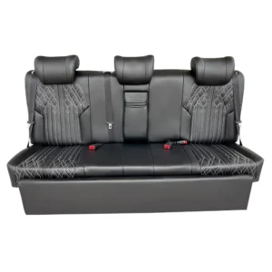 Three-seater rear captain seats in black leather, support custom leather color, length and height sizes for van refit