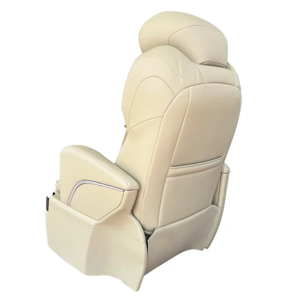 Rear shot showing the delicate leather back design of toyota grandia captain seat with storage pocket