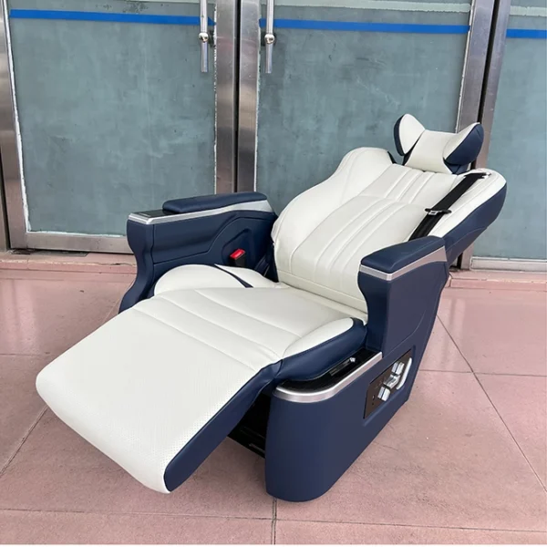 Two tone leather captain seats for grandia with stretch footrest and 160 degree flat recline function