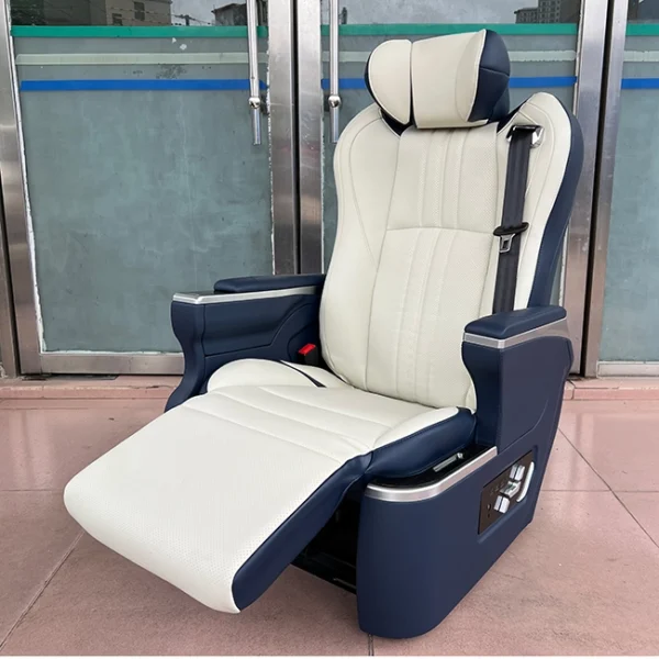 Two tone leather captain seats for grandia fitted with stretch electric footrest, armrest and safety belt