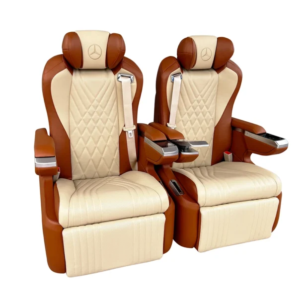 V class captain seats pair side front angle display