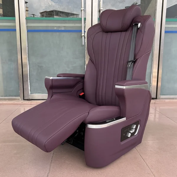 Wine leather vip car seat equipped with extendable electric leg rest panel