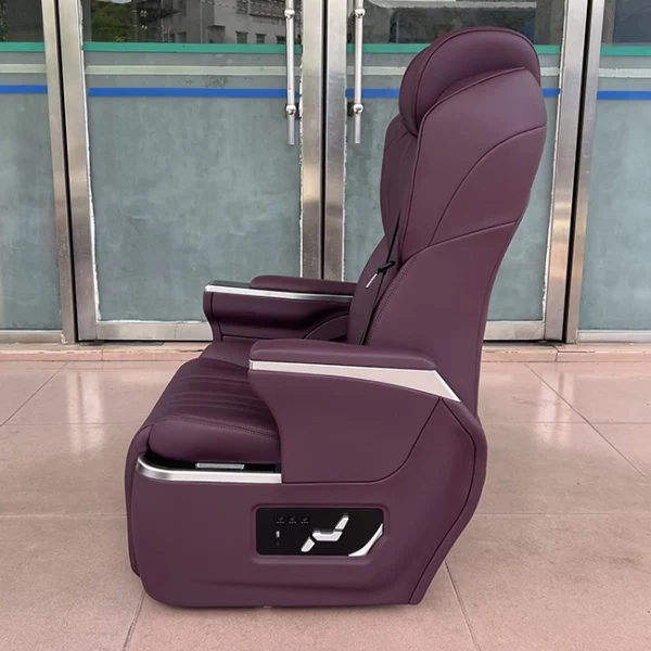 Wine red leather vip car seat side shot equipped with upgraded physical button controller