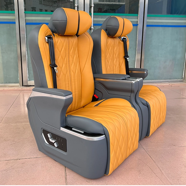 Front view of xpander captain seat featuring stylish two-tone leather color combination