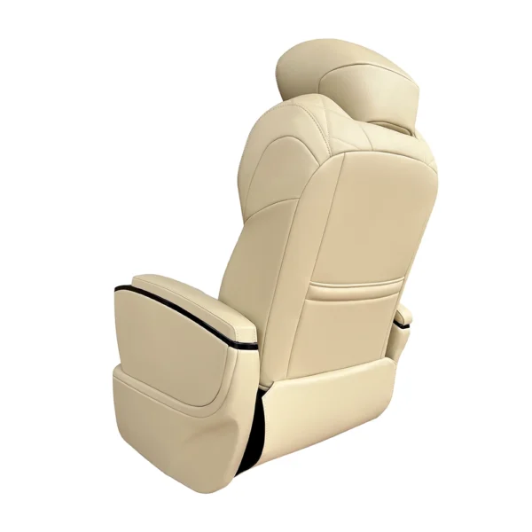 Rear view of a premium car luxury seat, highlighting the high-quality leather finish and sleek back design for luxury vehicle interiors.