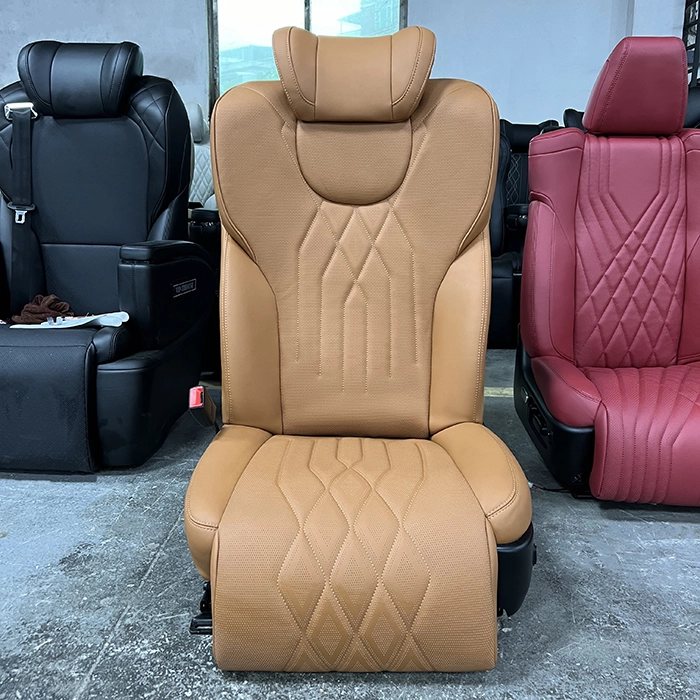 Front view of a premium customizable car passenger seat with diamond-stitched leather, suitable for luxury vehicle interior upgrades.